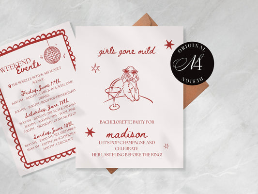 Girl Gone Mild BACHELORETTE PARTY INVITE Template