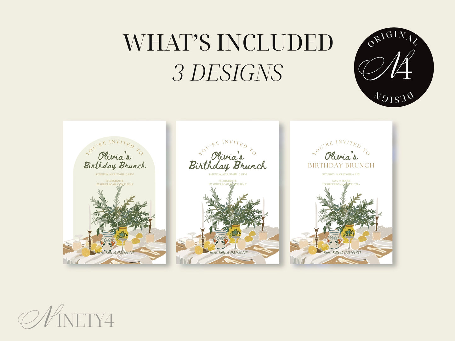 BIRTHDAY BRUNCH INVITE template | Hand Drawn Printable Canva Template