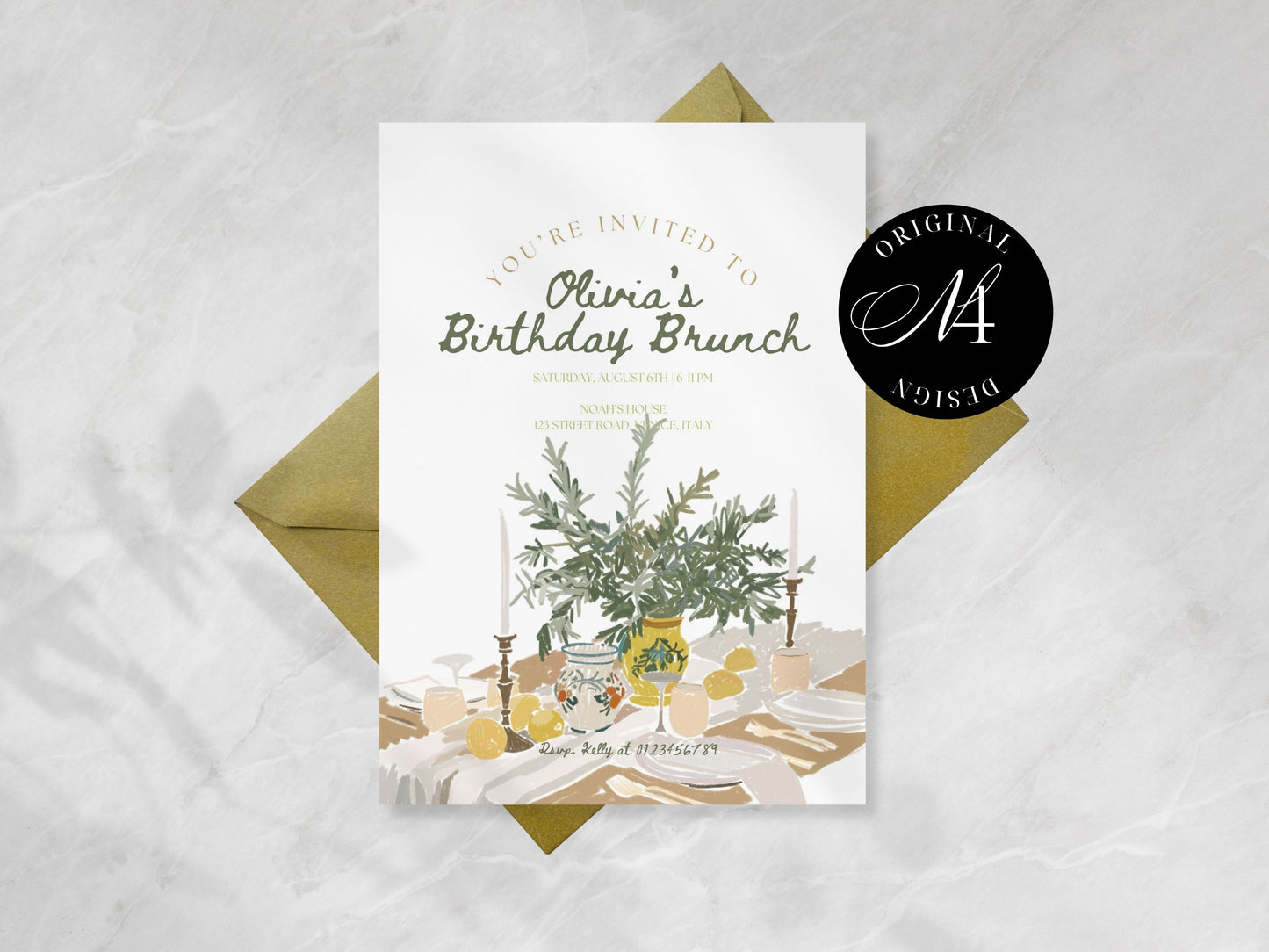 BIRTHDAY BRUNCH INVITE template | Hand Drawn Printable Canva Template