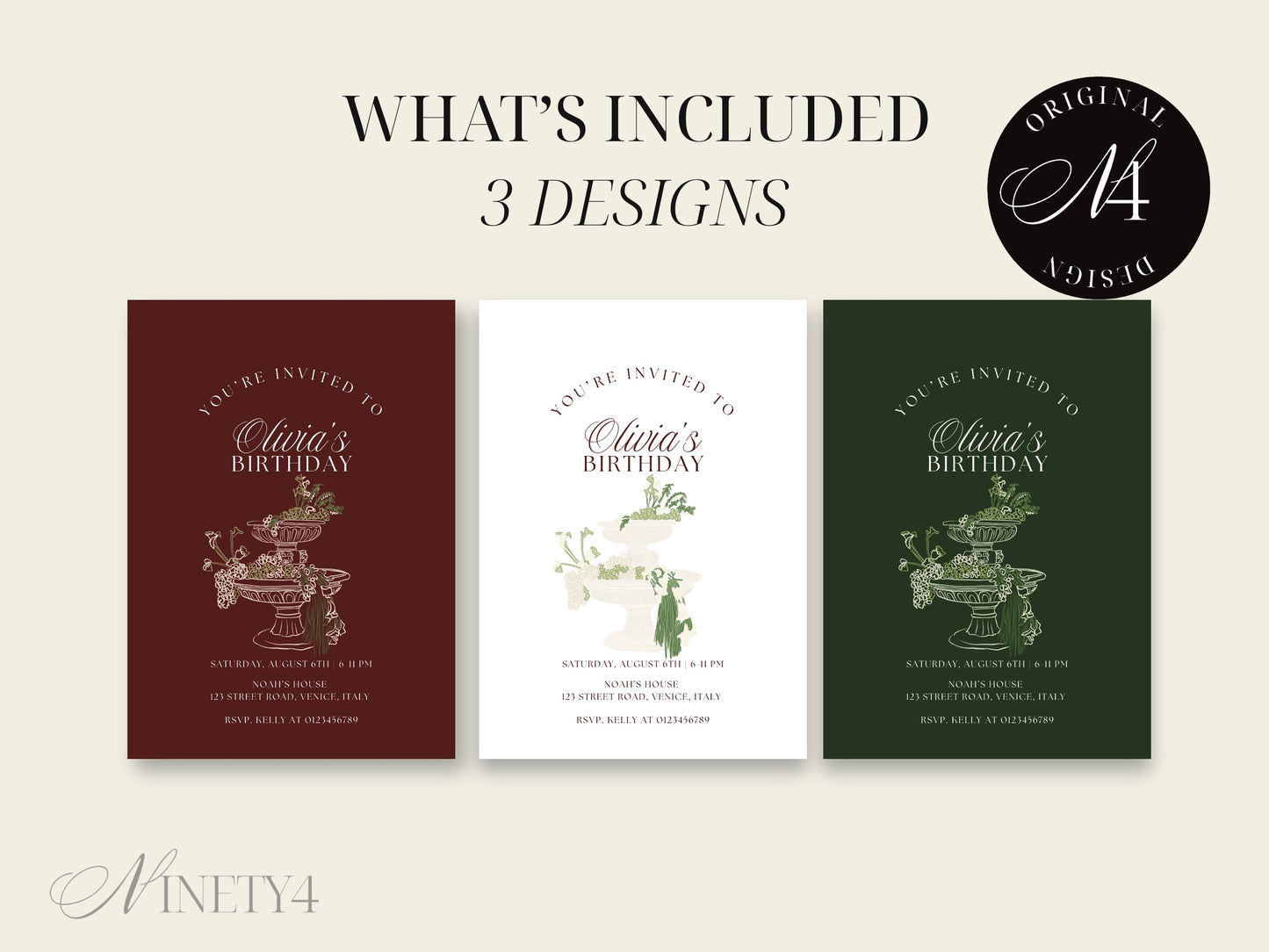 Old Money BIRTHDAY PARTY INVITE template | Printable Canva Template