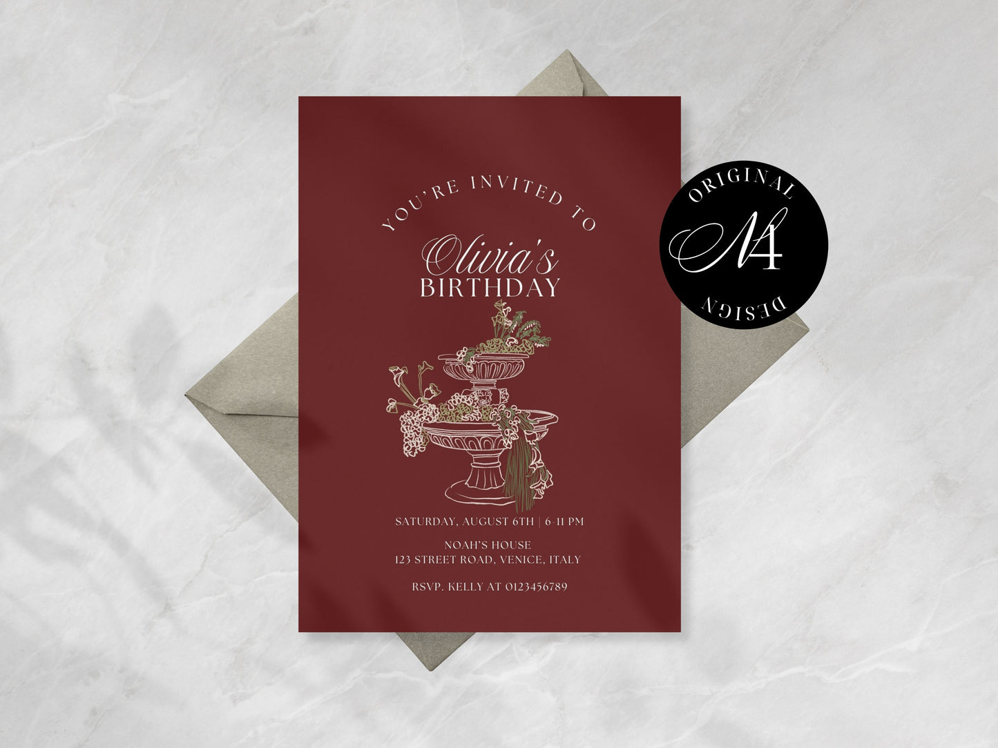 Old Money BIRTHDAY PARTY INVITE template | Printable Canva Template