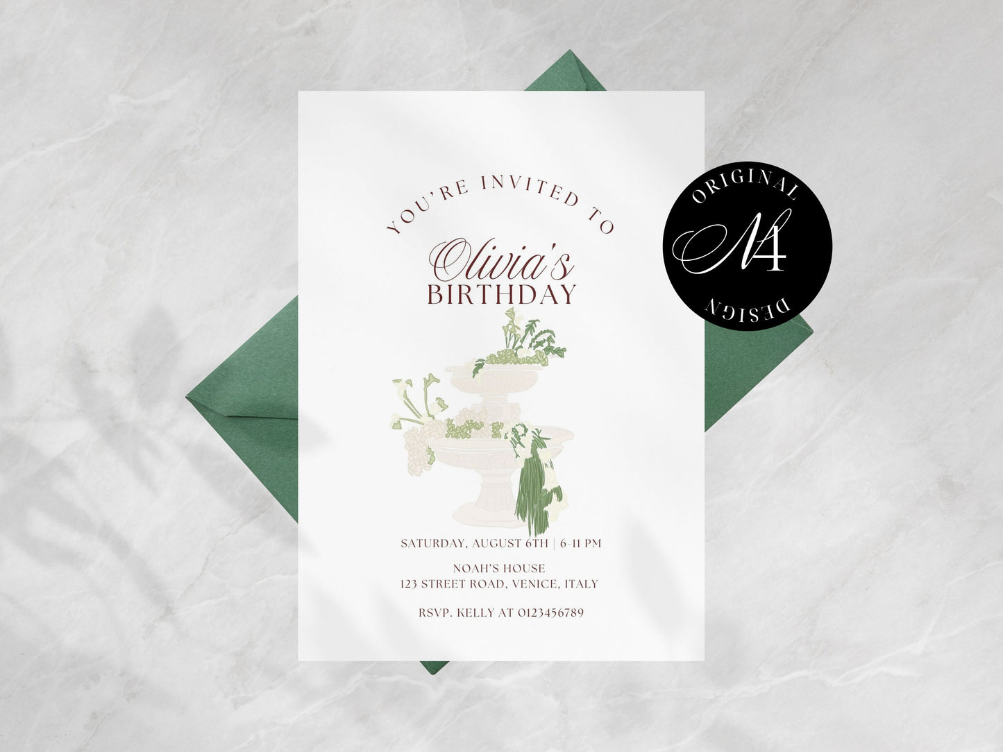 Old Money BIRTHDAY PARTY INVITE template | Printable Canva Template