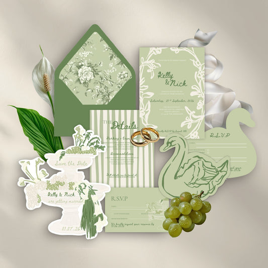 English Garden Wedding Invitation Suite Canva Template