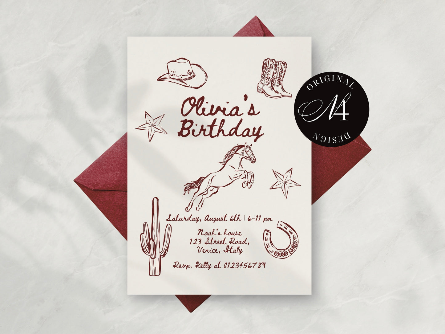 Whimsical Western Birthday Party Invitation