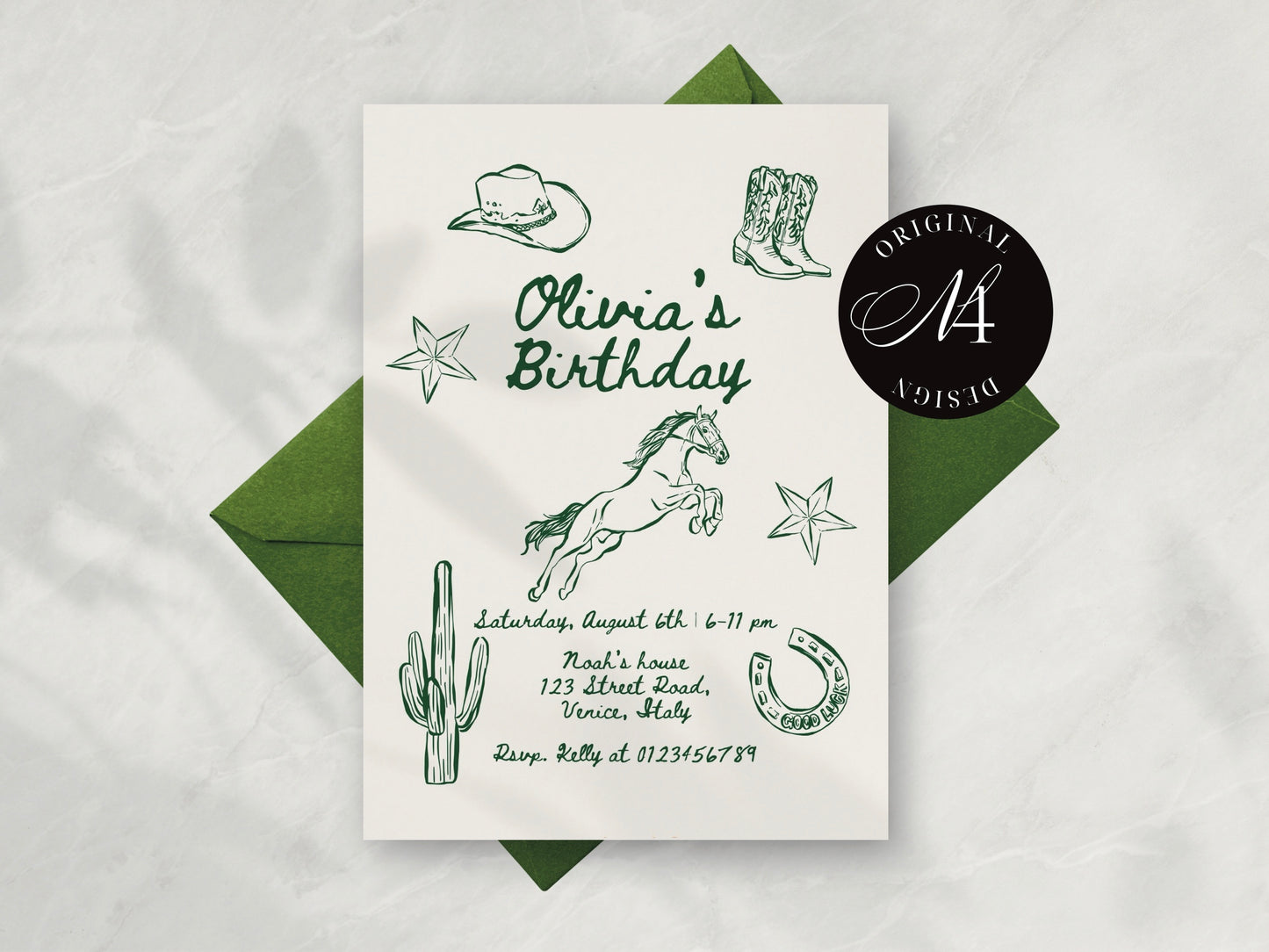 Whimsical Western Birthday Party Invitation