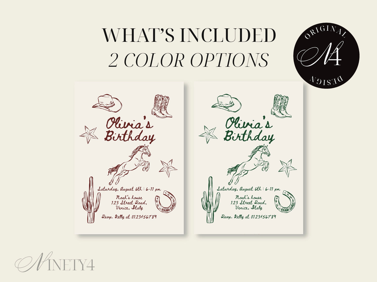 Whimsical Western Birthday Party Invitation
