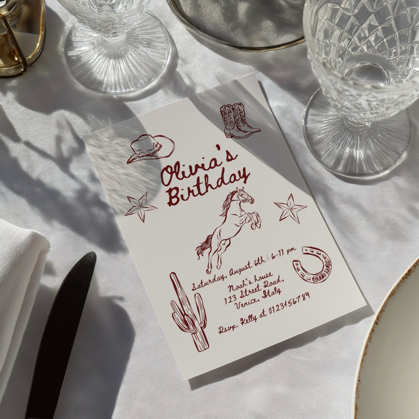 Whimsical Western Birthday Party Invitation