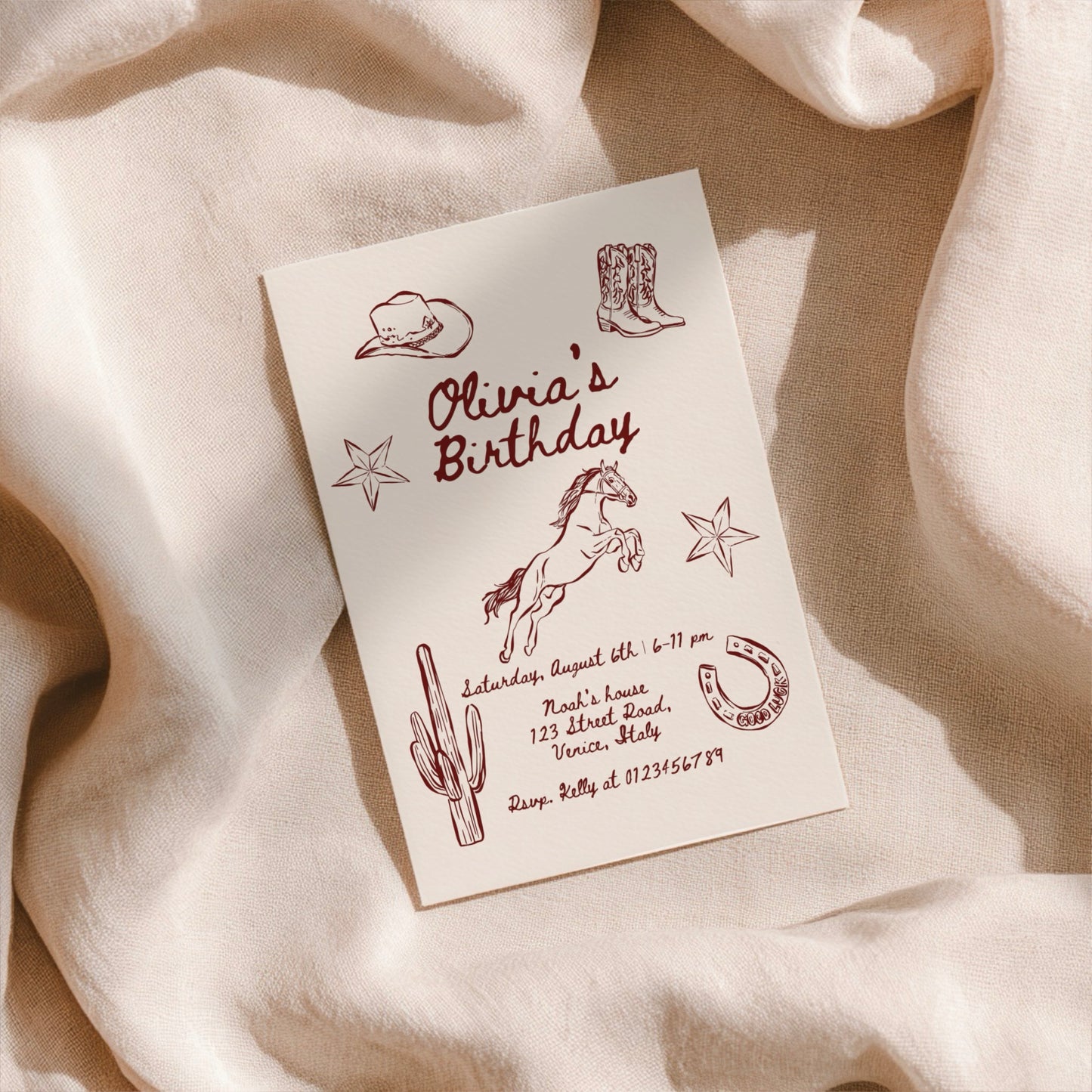 Whimsical Western Birthday Party Invitation