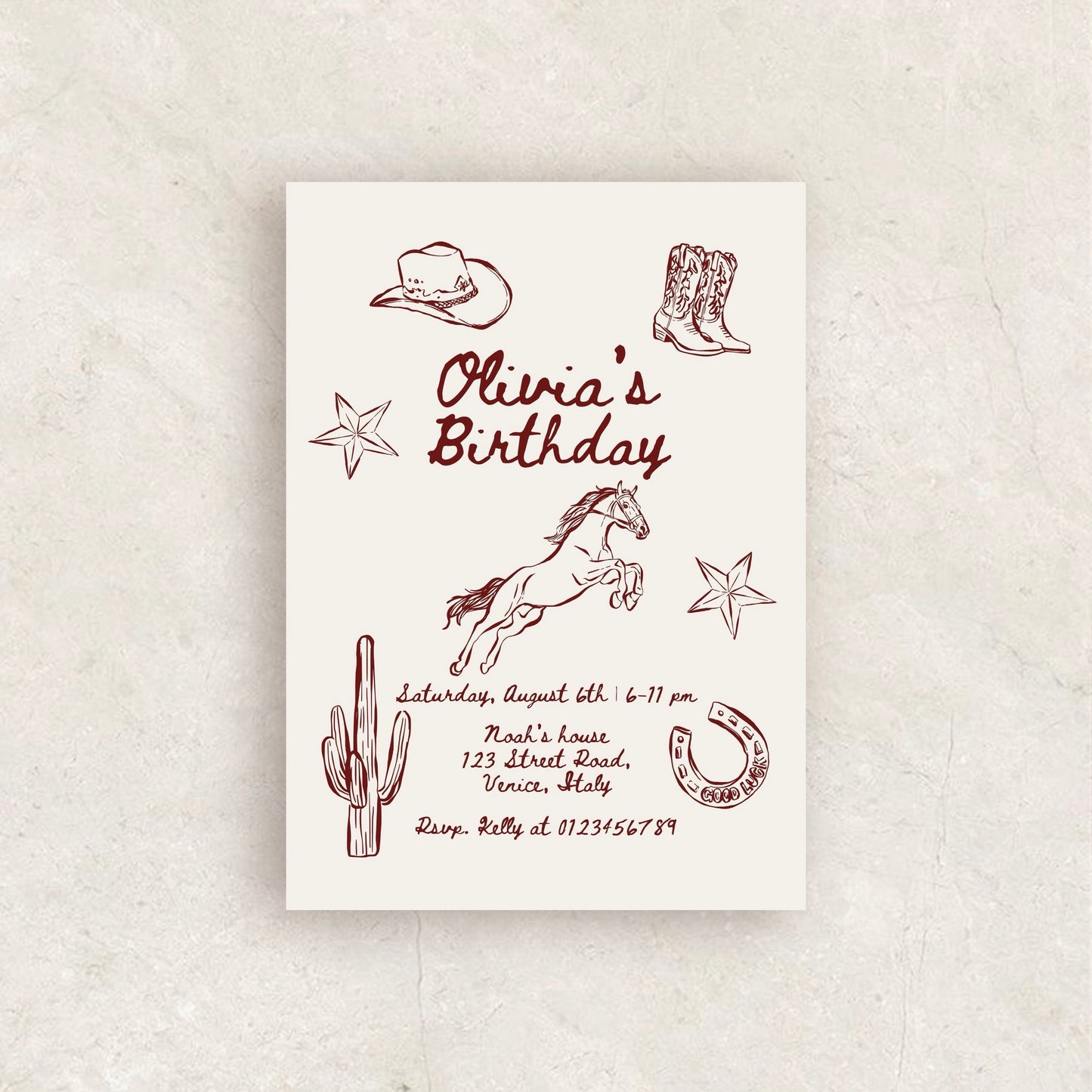 Whimsical Western Birthday Party Invitation