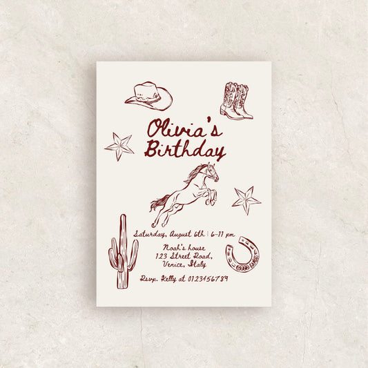 Whimsical Western Birthday Party Invitation