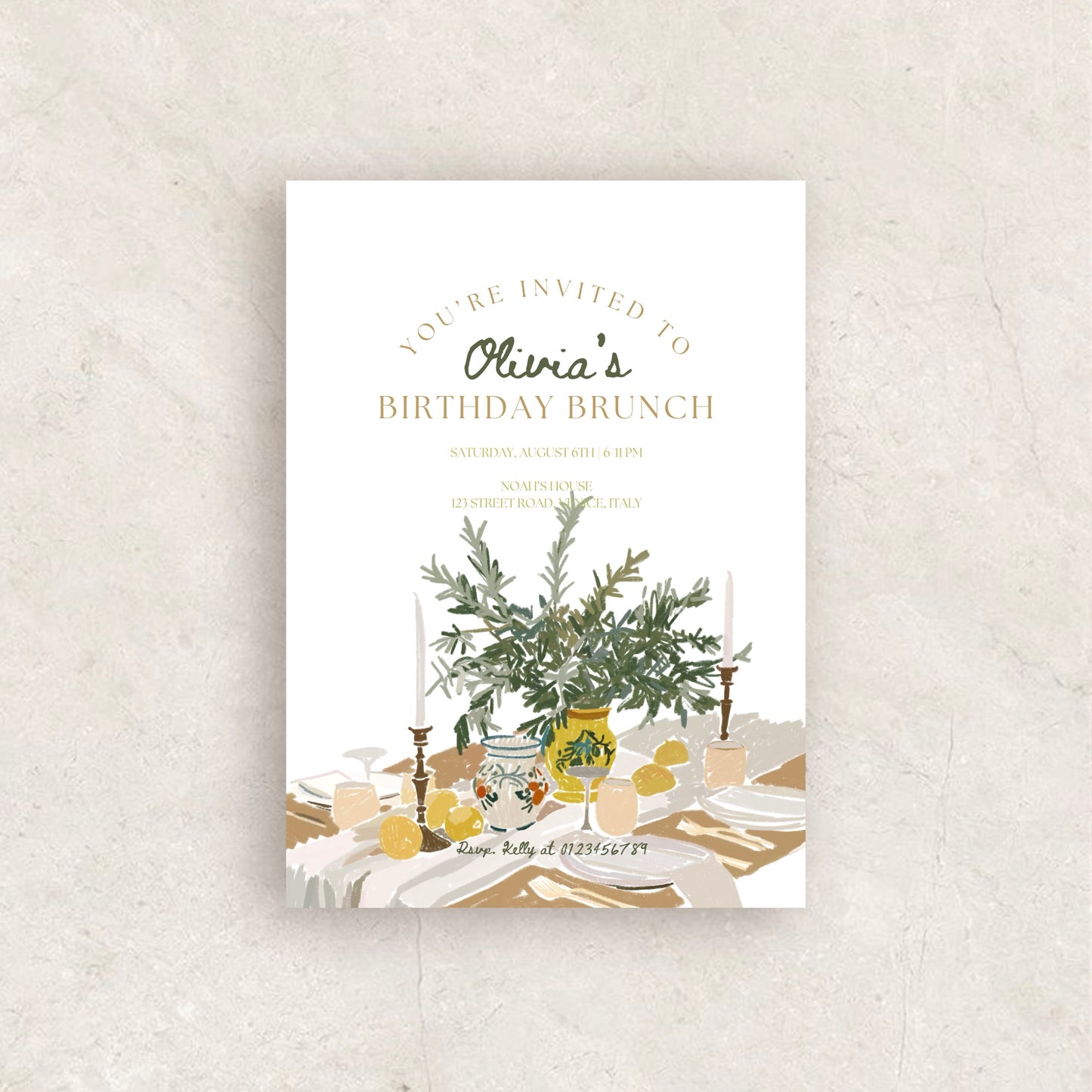 BIRTHDAY BRUNCH INVITE template | Hand Drawn Printable Canva Template