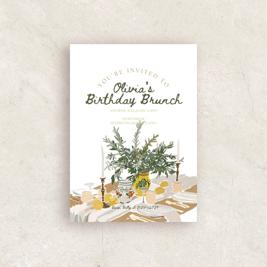 BIRTHDAY BRUNCH INVITE template | Hand Drawn Printable Canva Template