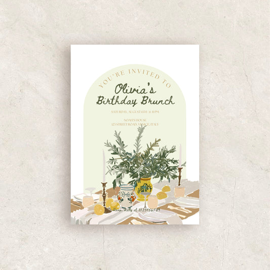 BIRTHDAY BRUNCH INVITE template | Hand Drawn Printable Canva Template