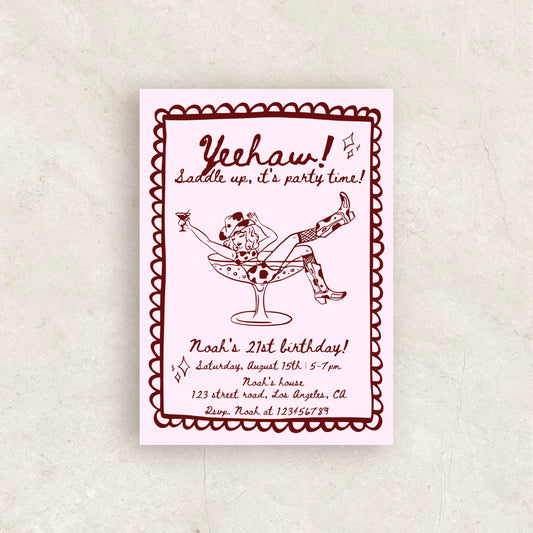Yeehaw Birthday Party Invitation | Printable Canva Template