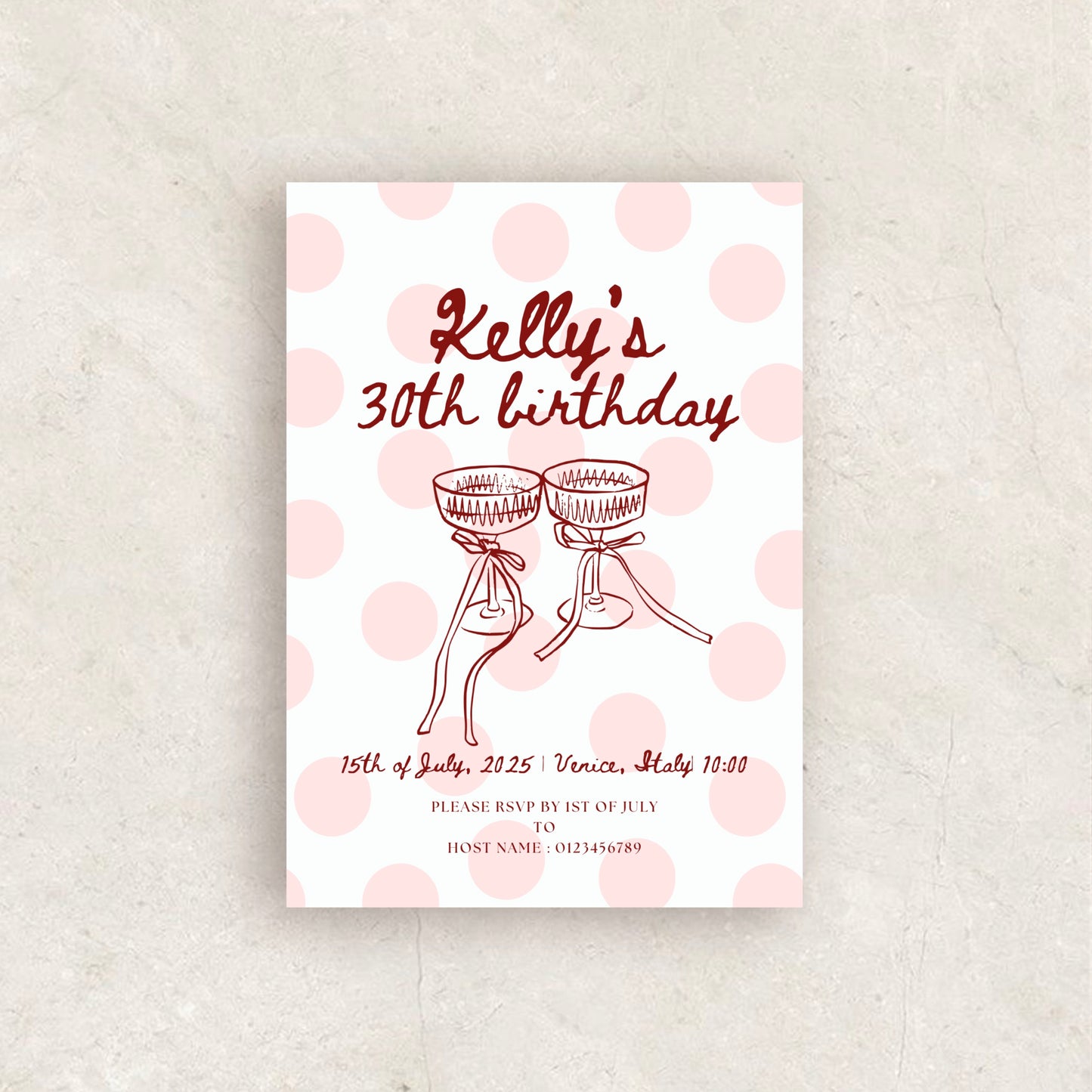 Hand Drawn Polk Dot Birthday Party Invitation