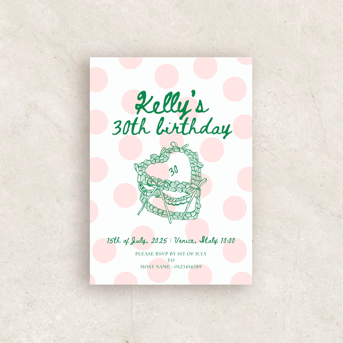 Hand Drawn Polk Dot Birthday Party Invitation