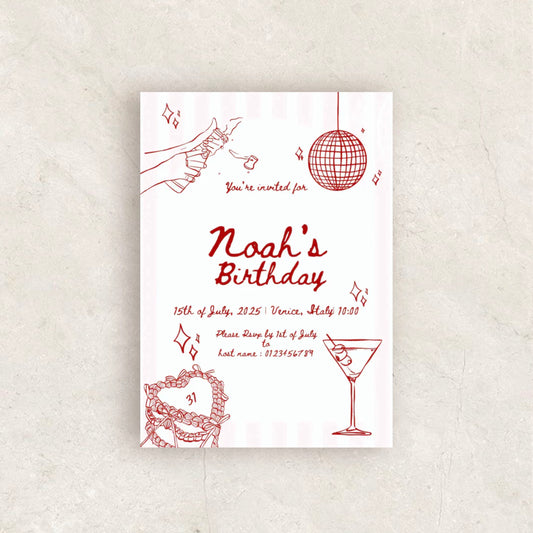 Pink Birthday Party Invitation