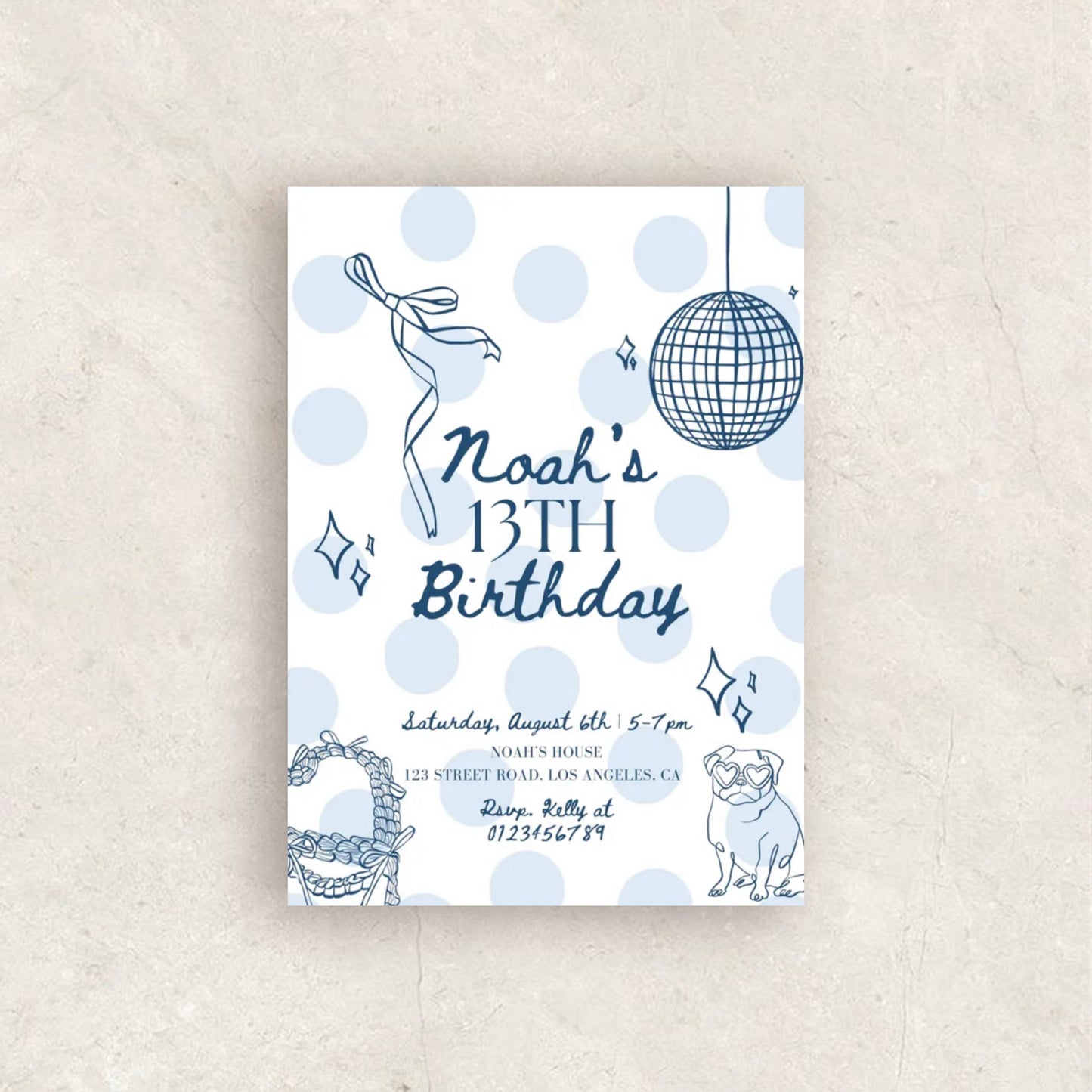 Blue Birthday Party Invitation | Printable Canva Template