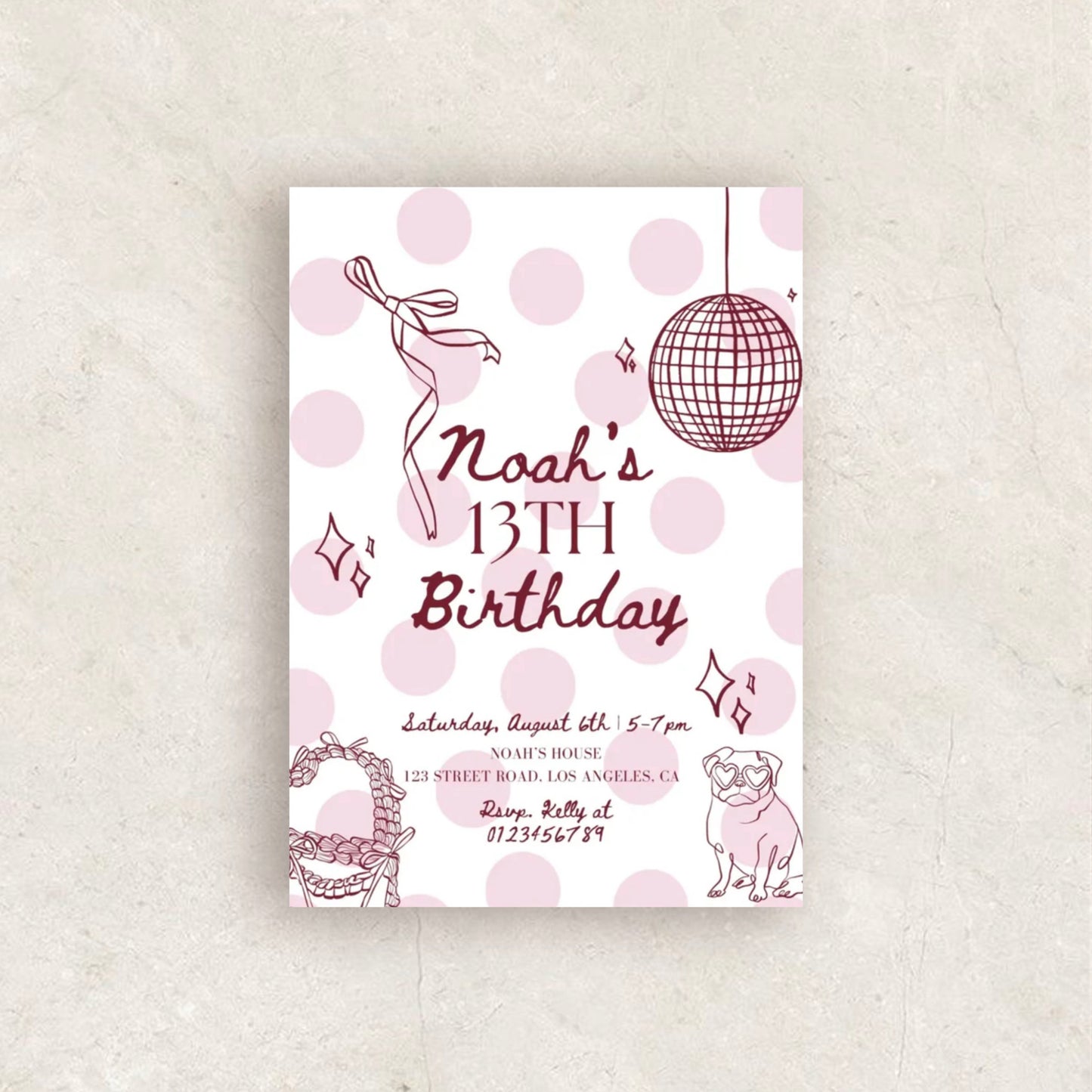 Pink Birthday Party Invitation | Printable Canva Template