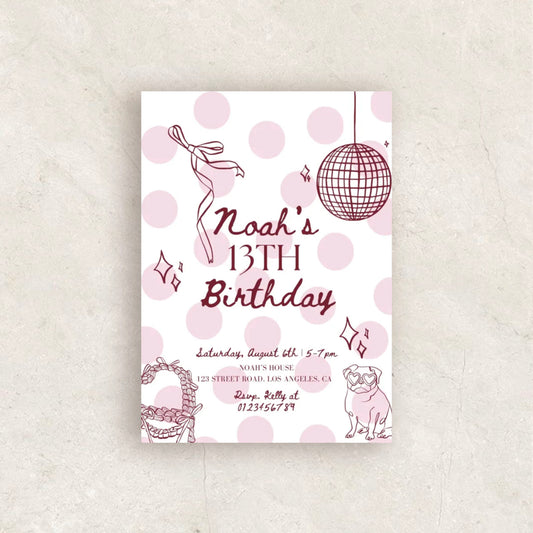 Pink Birthday Party Invitation | Printable Canva Template