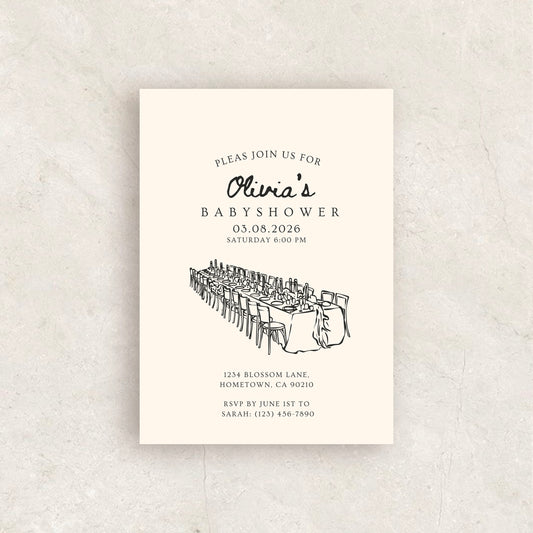 Hand Drawn Baby Shower Invitation | Babyshower Canva Template