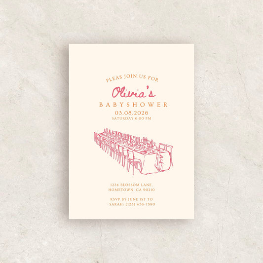 Hand Drawn Baby Shower Invitation | Babyshower Canva Template