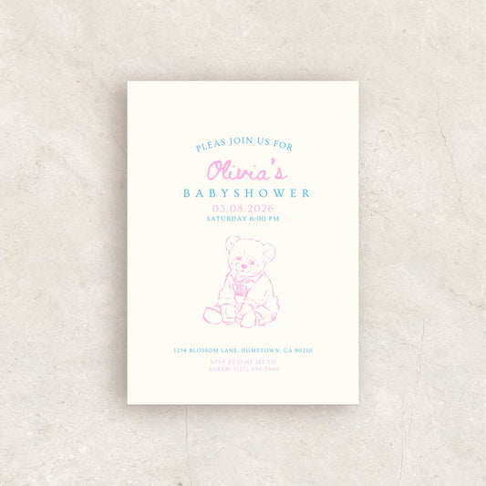 Hand Drawn Baby Shower Invitation | Babyshower Canva Template