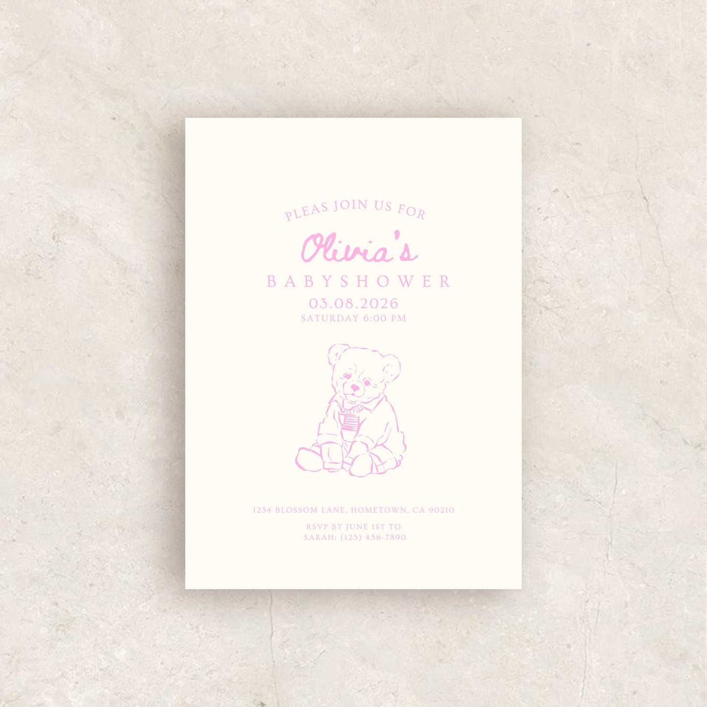 Hand Drawn Baby Shower Invitation | Babyshower Canva Template