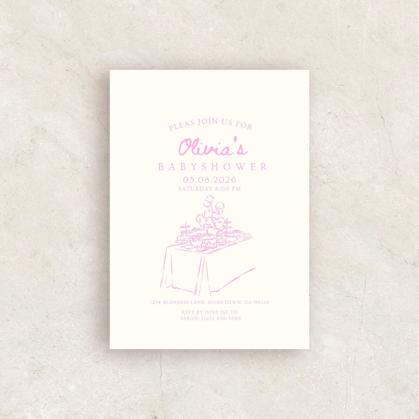 Hand Drawn Baby Shower Invitation | Babyshower Canva Template