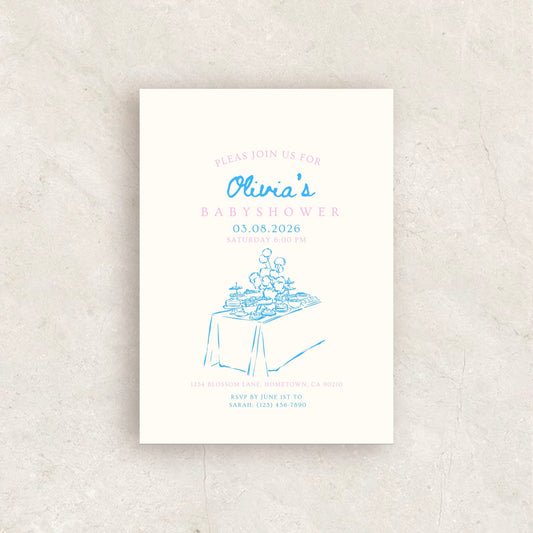 Hand Drawn Baby Shower Invitation | Babyshower Canva Template