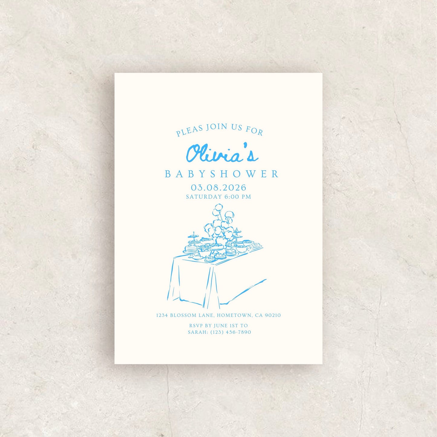 Hand Drawn Baby Shower Invitation | Babyshower Canva Template
