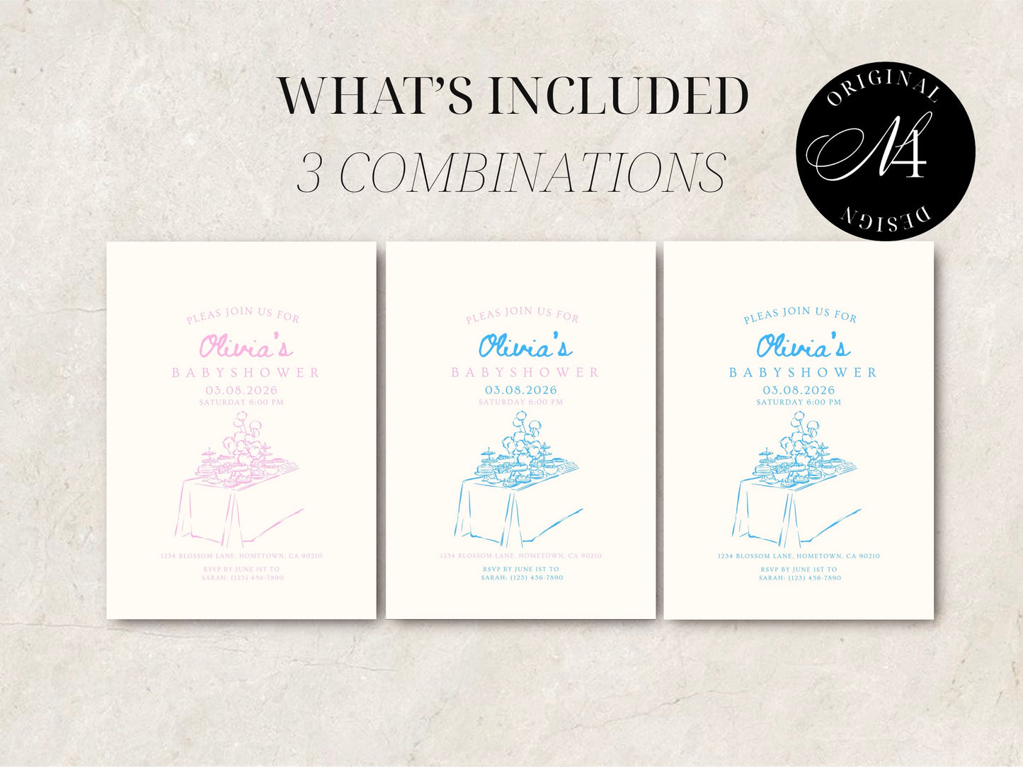 Hand Drawn Baby Shower Invitation | Babyshower Canva Template