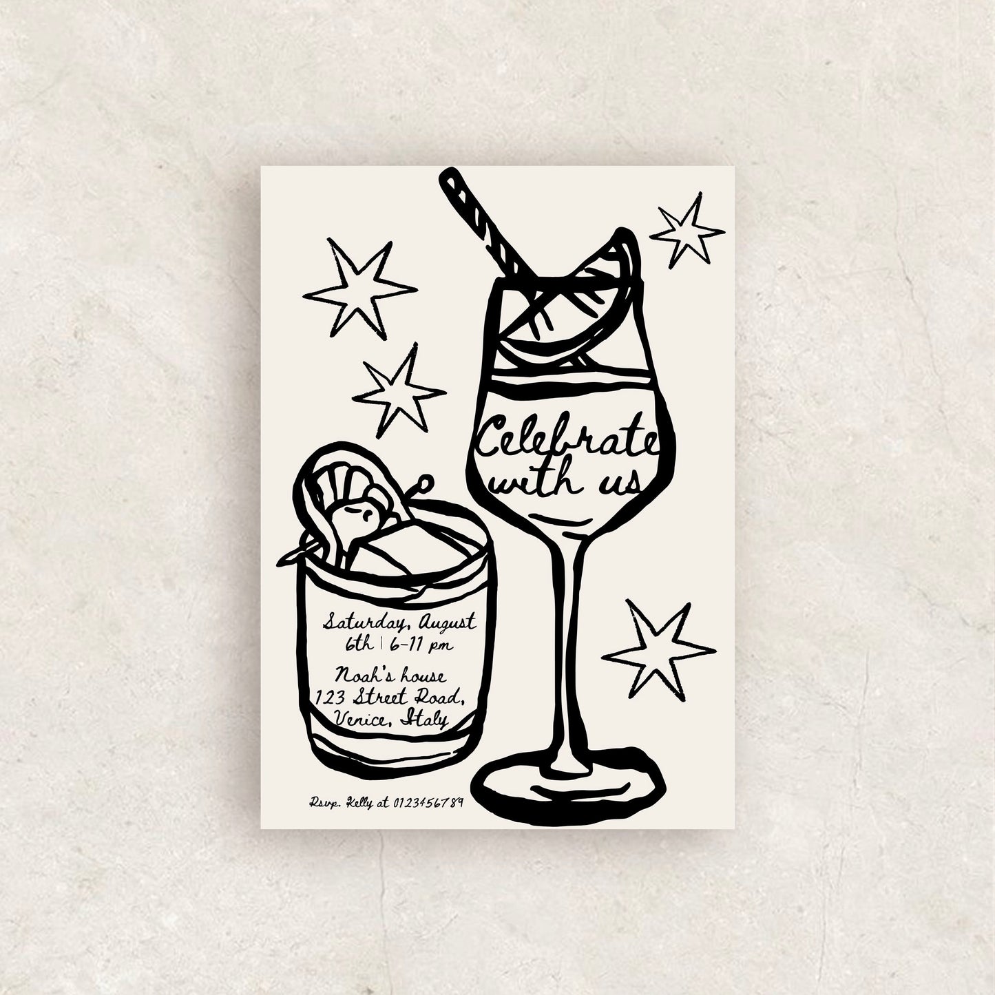 Whimsical Cocktail Birthday Party Invitation