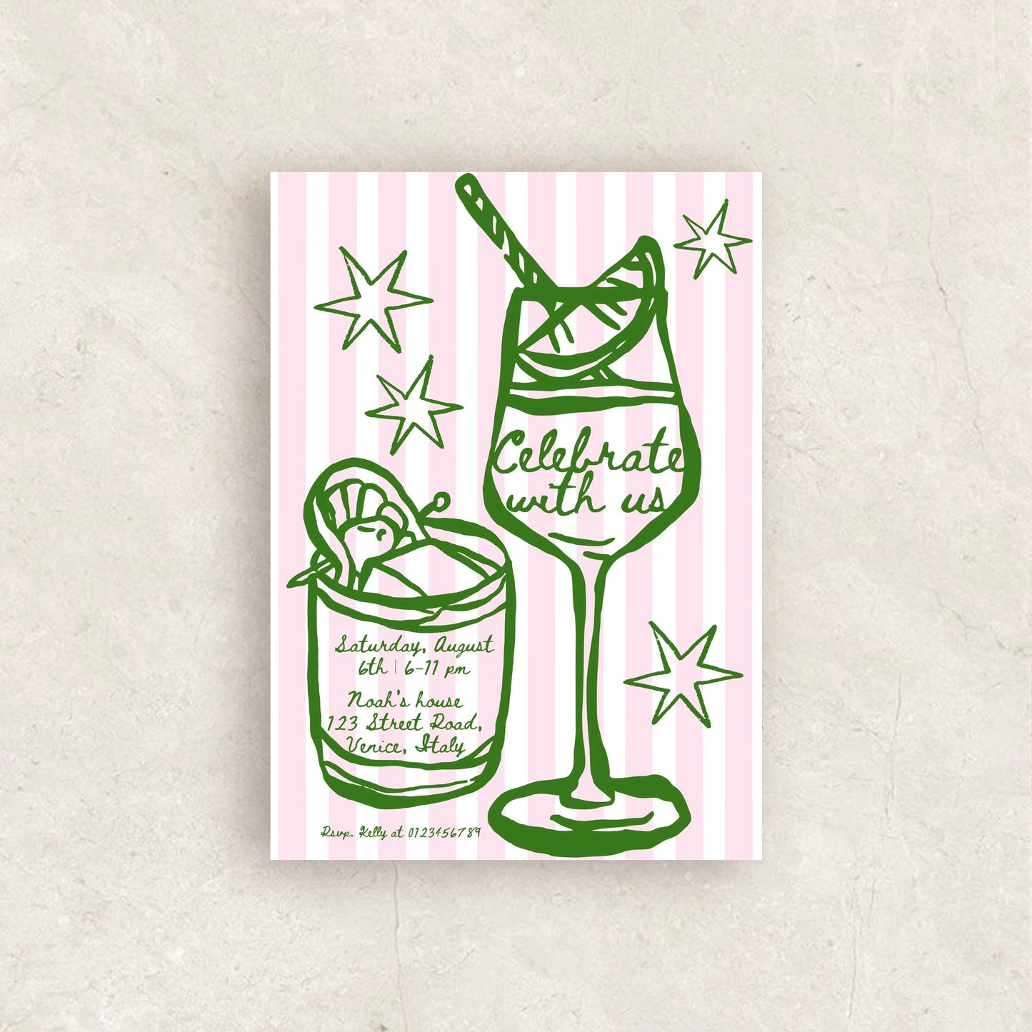 Whimsical Cocktail Birthday Party Invitation