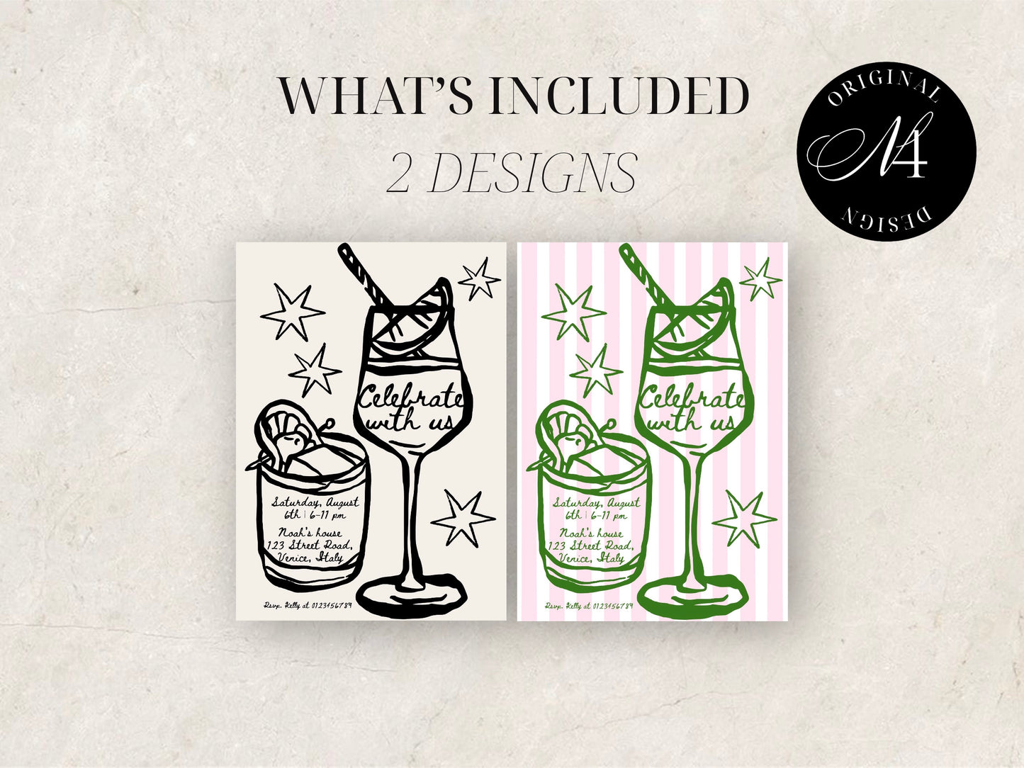 Whimsical Cocktail Birthday Party Invitation