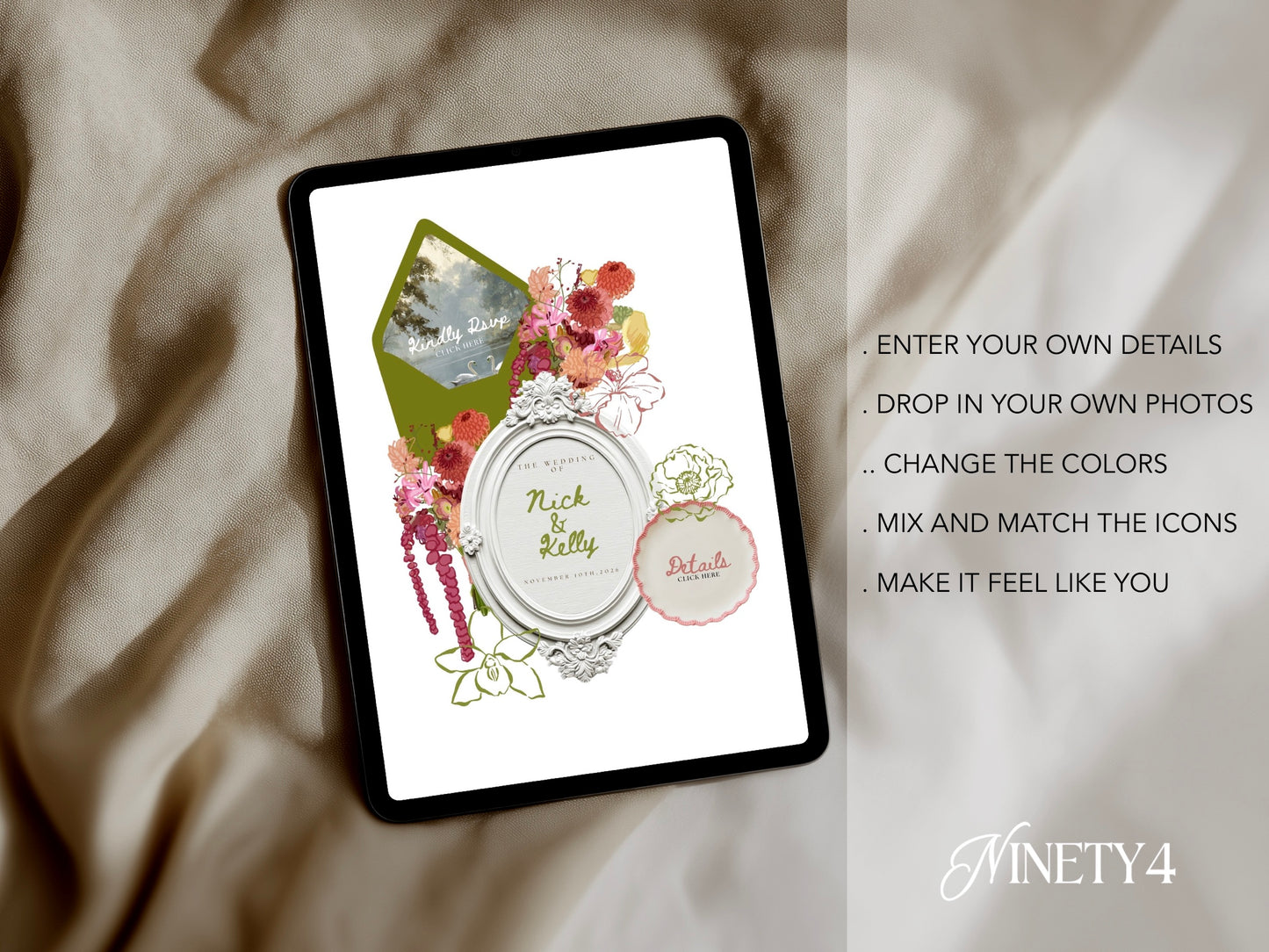 Floral Canva Wedding Website Template with RSVP | Digital Wedding Invitation