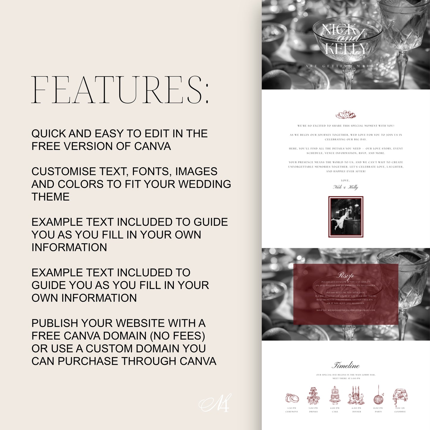Canva Wedding Website Template | Digital Wedding Invitation