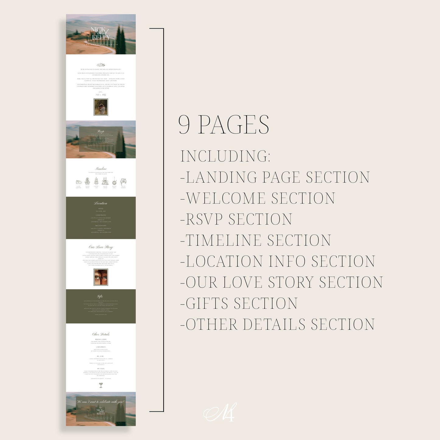 Italian Canva Wedding Website Template | Digital Wedding Invitation