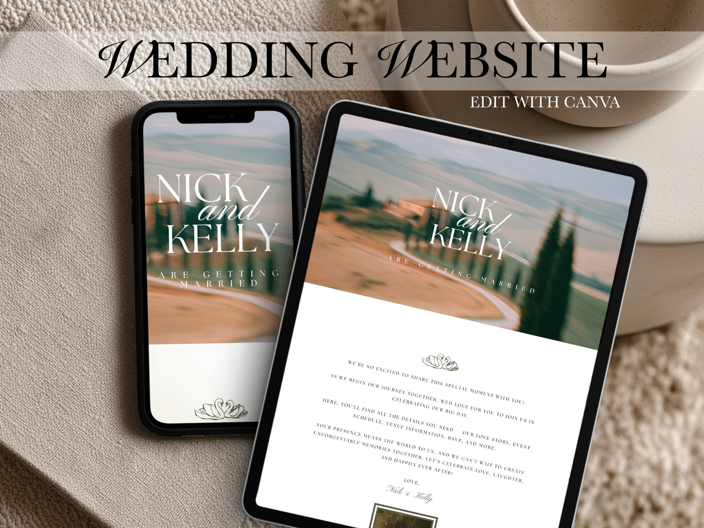 Italian Canva Wedding Website Template | Digital Wedding Invitation