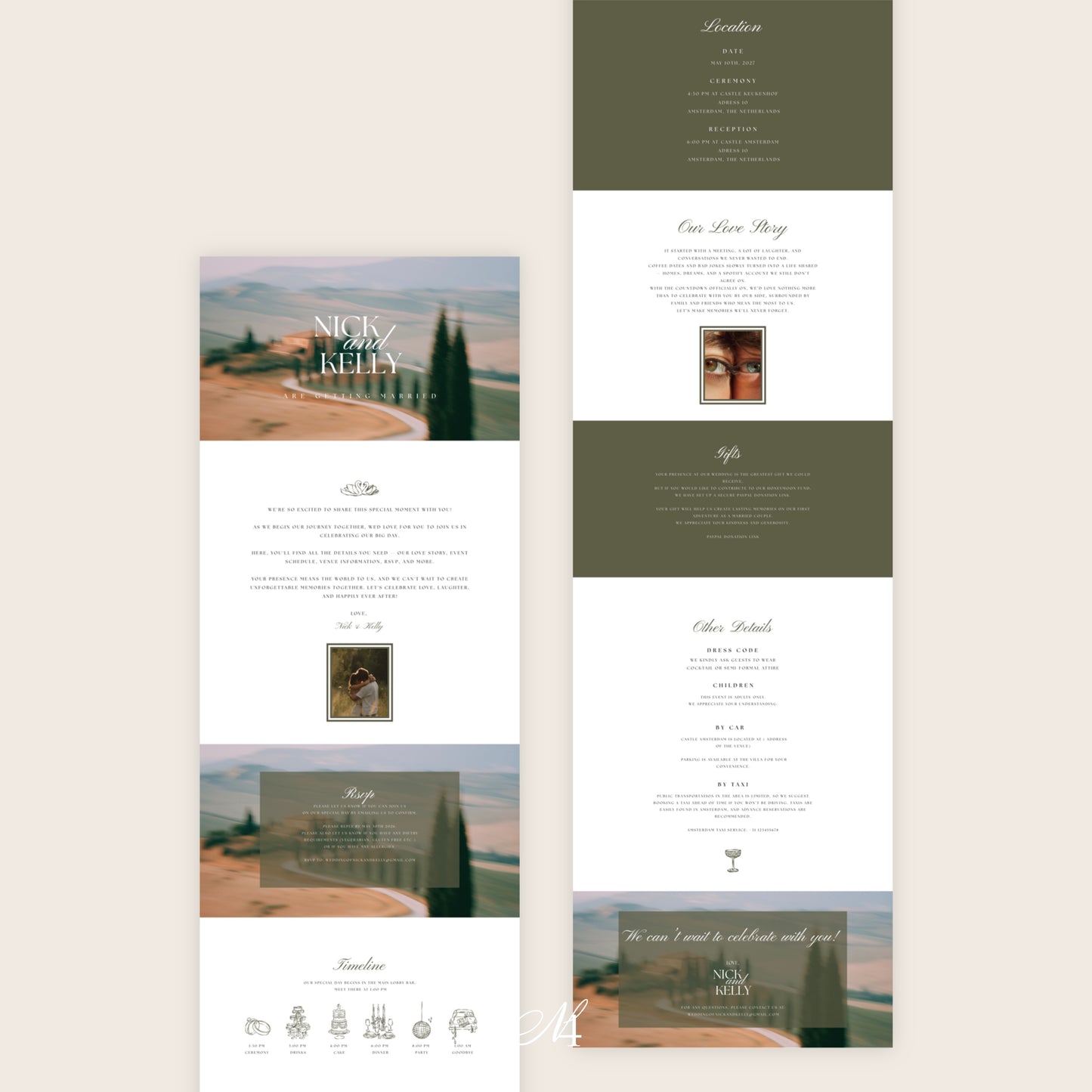 Italian Canva Wedding Website Template | Digital Wedding Invitation