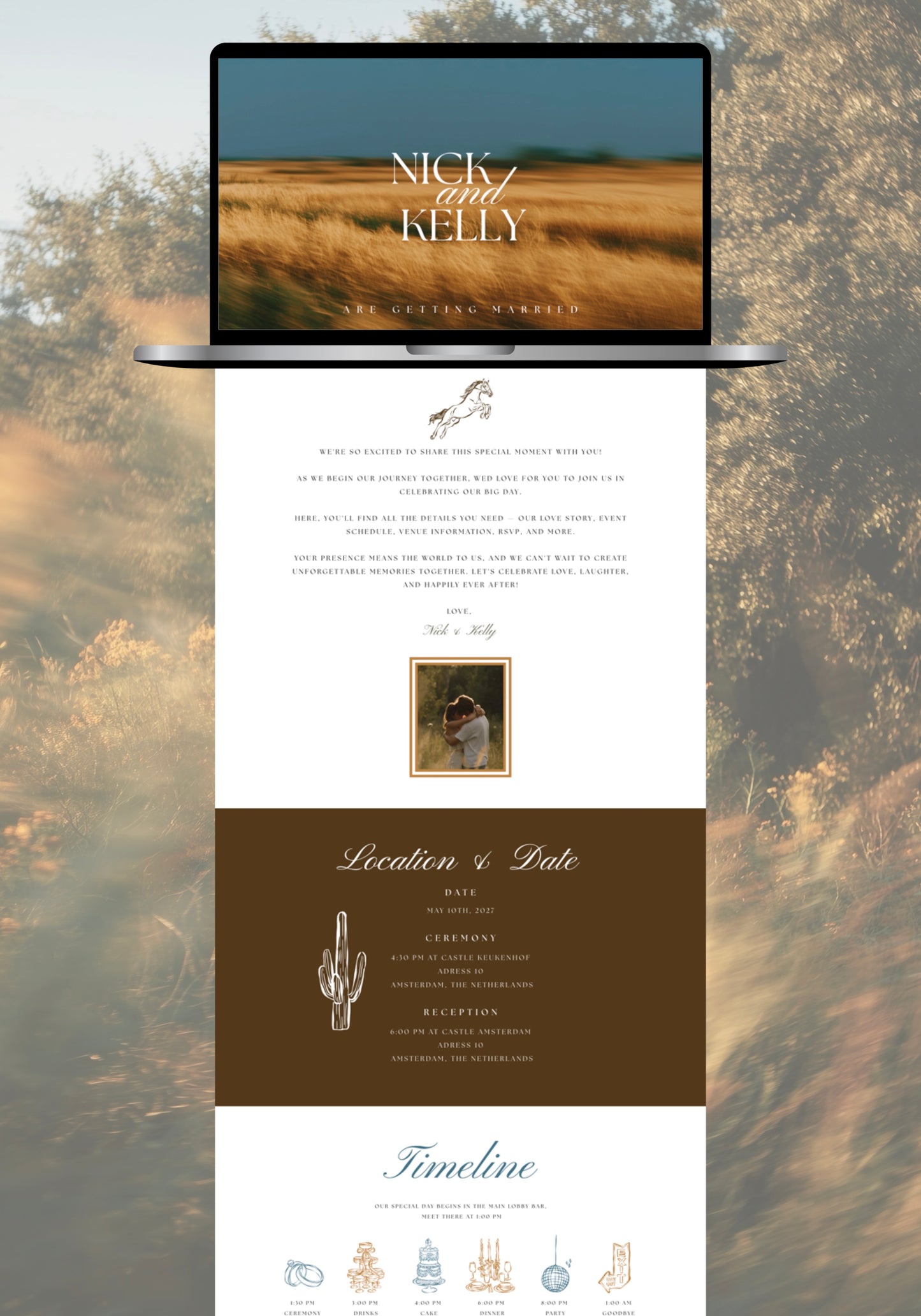 Western Canva Wedding Website Template | Digital Wedding Invitation