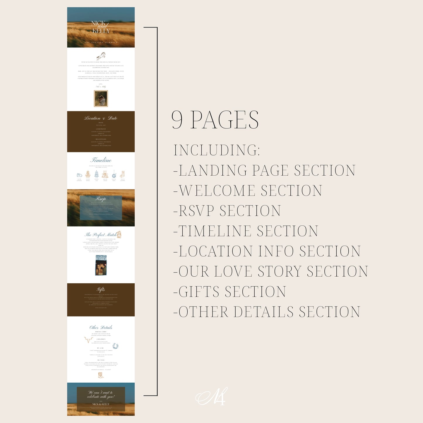 Western Canva Wedding Website Template | Digital Wedding Invitation
