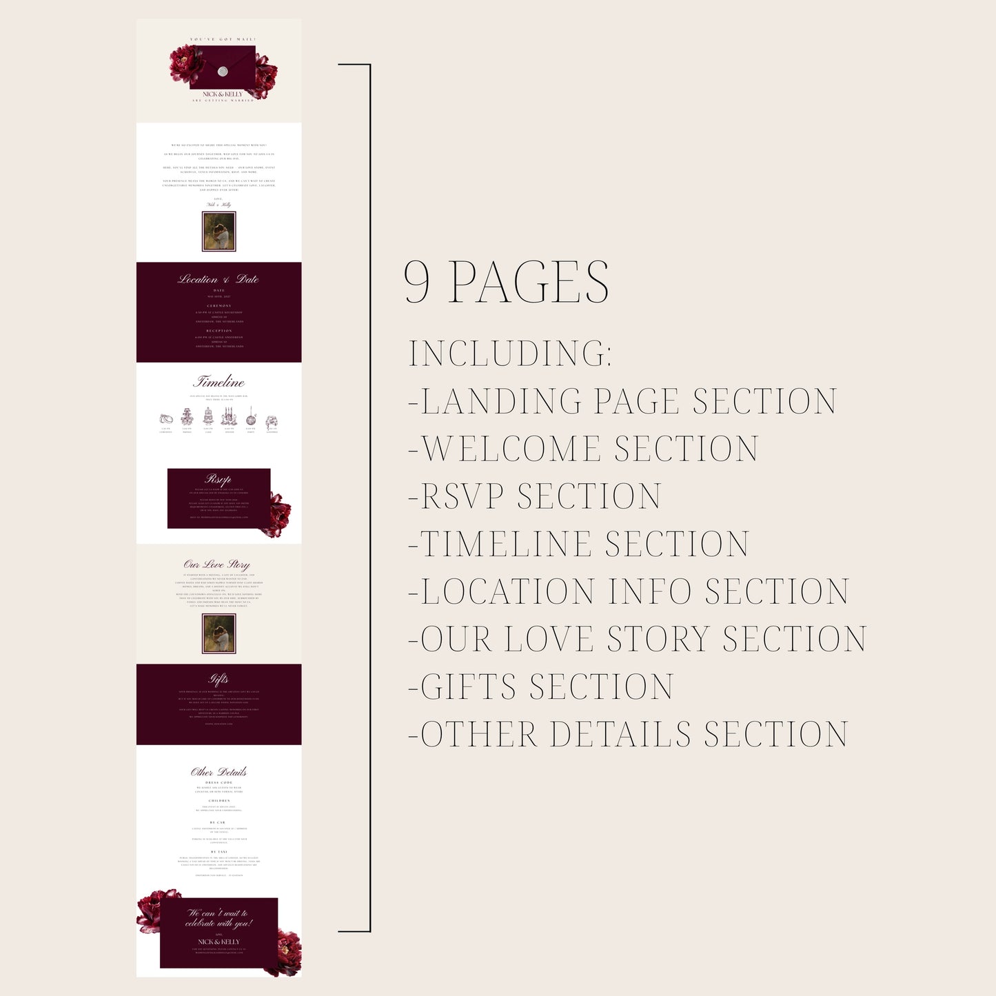 Old Money Canva Wedding Website Template | Digital Wedding Invitation