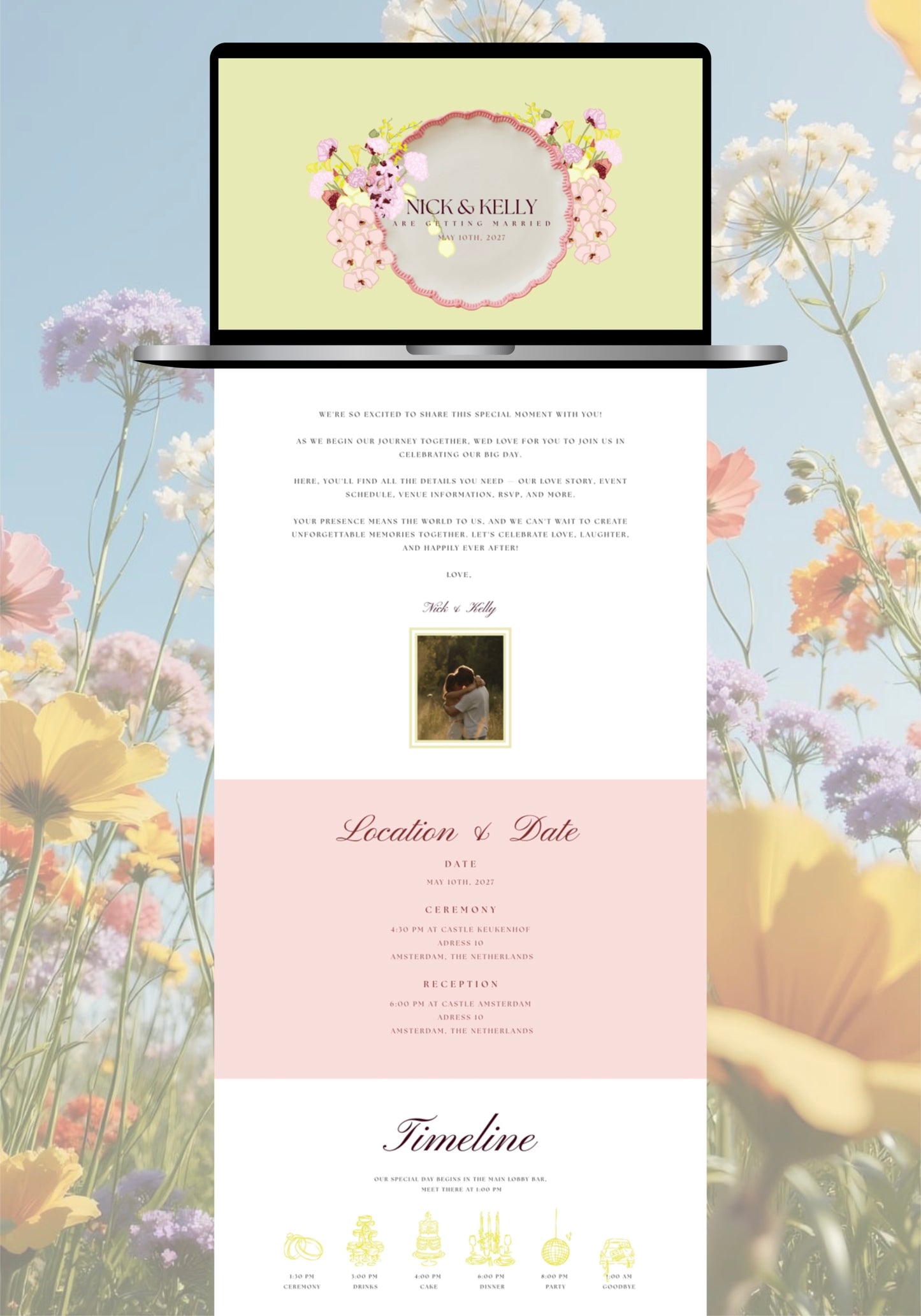 Colorful Canva Wedding Website Template | Digital Wedding Invitation