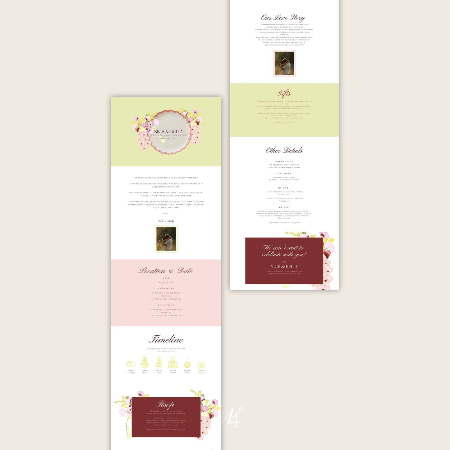 Colorful Canva Wedding Website Template | Digital Wedding Invitation