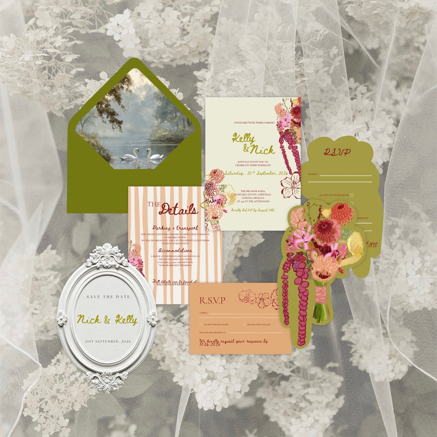 Floral Wedding Invitation Suite Canva Template