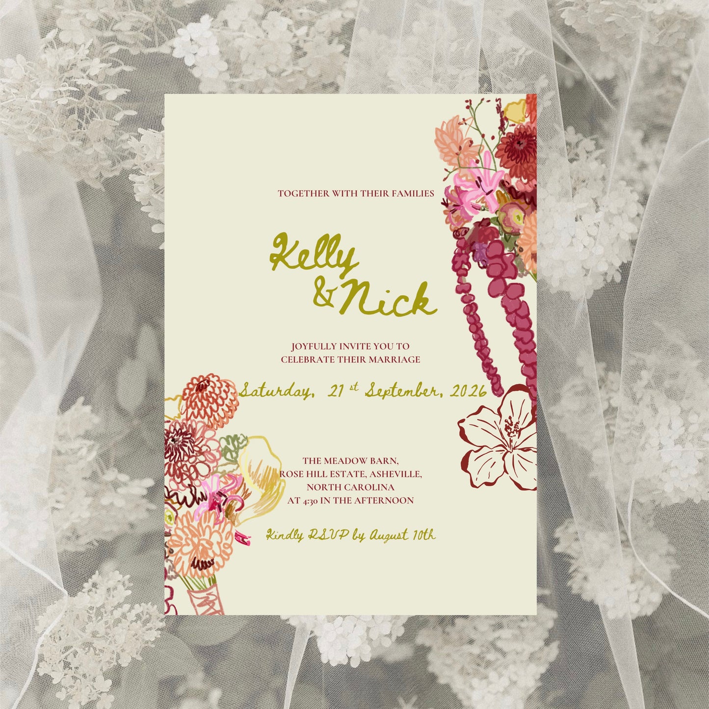Floral Wedding Invitation Suite Canva Template
