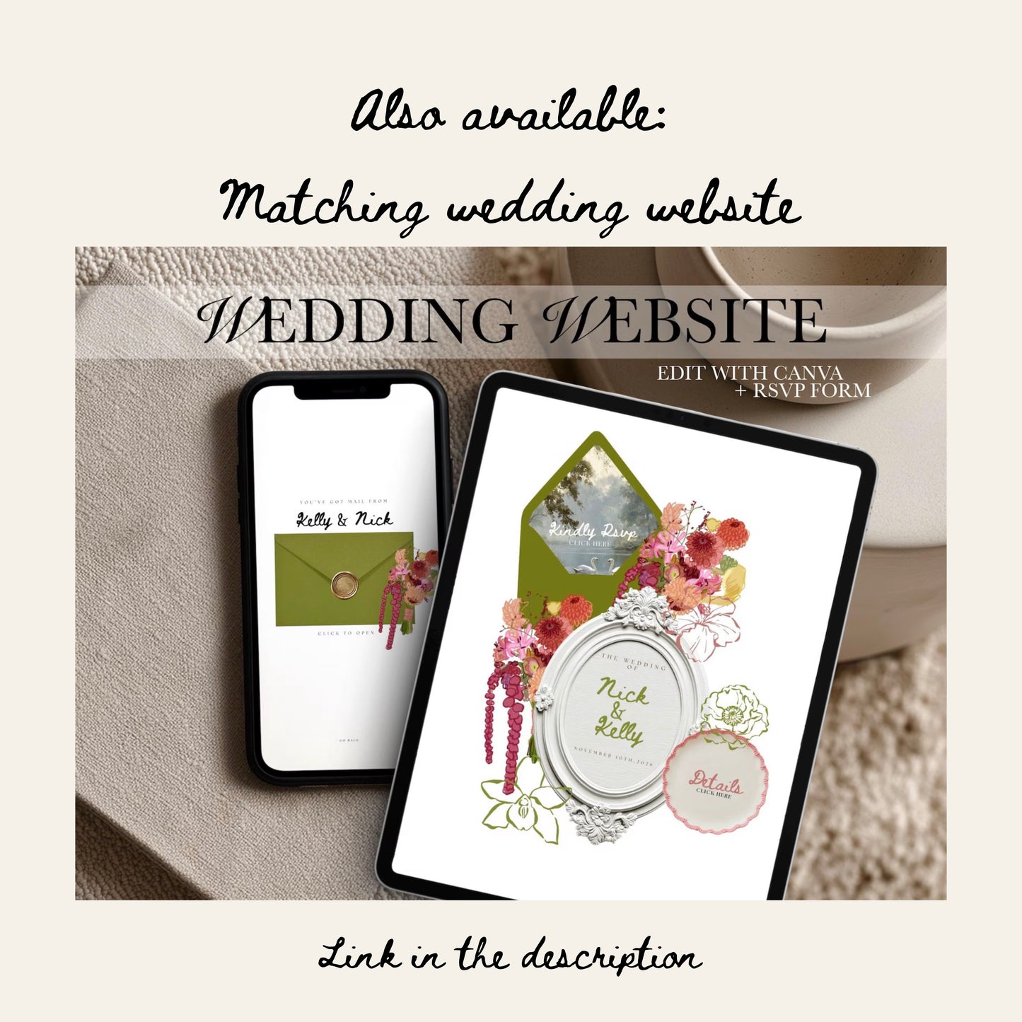 Floral Wedding Invitation Suite Canva Template