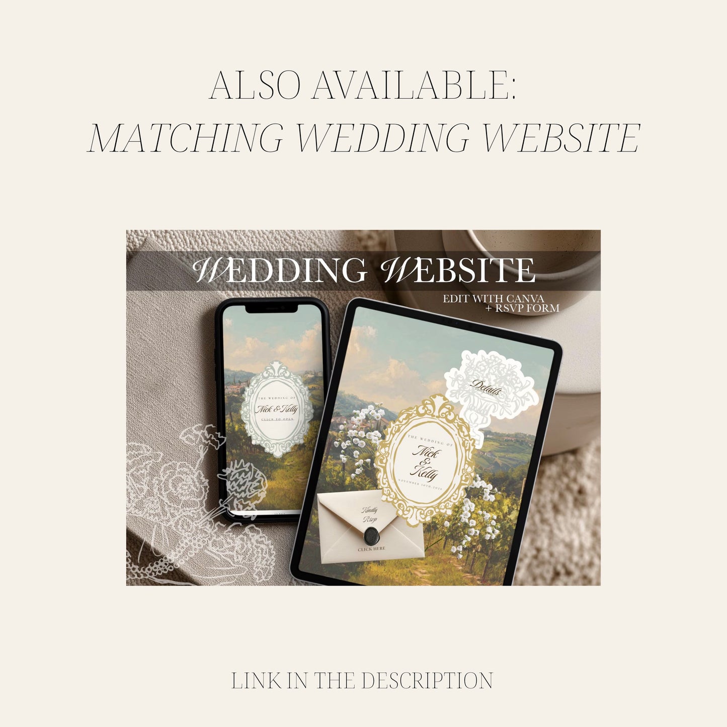 Italian Wedding Invitation Suite Canva Template