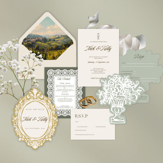 Italian Wedding Invitation Suite Canva Template